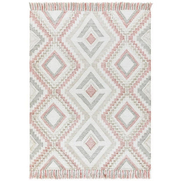 Carlton Boho Geometric Textured Hand-Woven Hi-Low Durable Stain-Resistant Weatherproof Flatweave In-Outdoor Pink/Cream/Taupe/Grey Rug-Asiatic Carpets-Rug Love - The Most Loved Rug Store